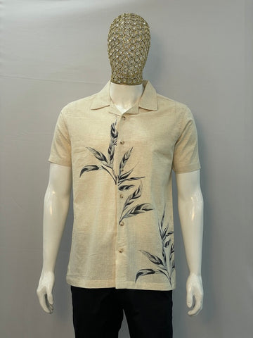 Men's Beige Short Sleeve Shirt – Linen Collection2