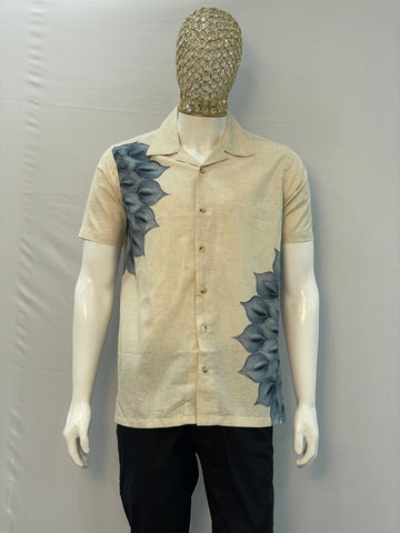 Men's Beige Short Sleeve Shirt – Linen Collection8