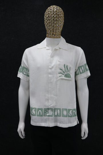 Sunset Aura Linen White Shirt