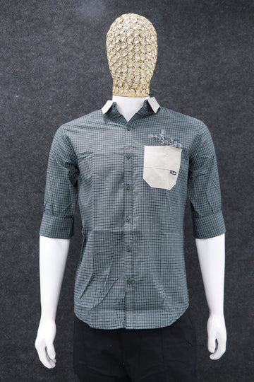Check Casual Shirt with Contrast Pocket